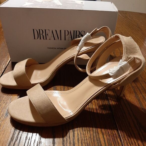 New Size 10 Dream Pairs Nude Stecy1 High Heel Stiletto Open Toe Pump Dress Shoes - Picture 7 of 11